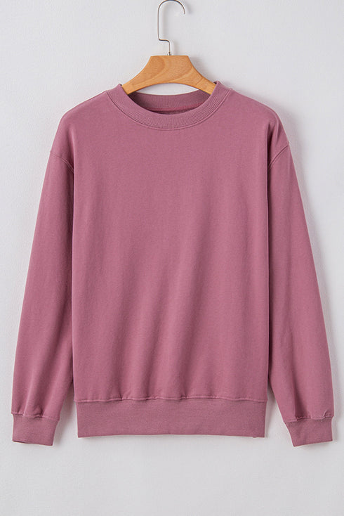 Essential Relaxed Fit Ribbed Trim Pullover Sweatshirt