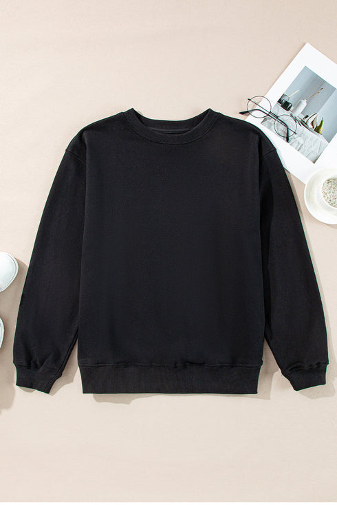 Essential Relaxed Fit Ribbed Trim Pullover Sweatshirt