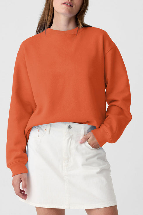 Essential Relaxed Fit Ribbed Trim Pullover Sweatshirt