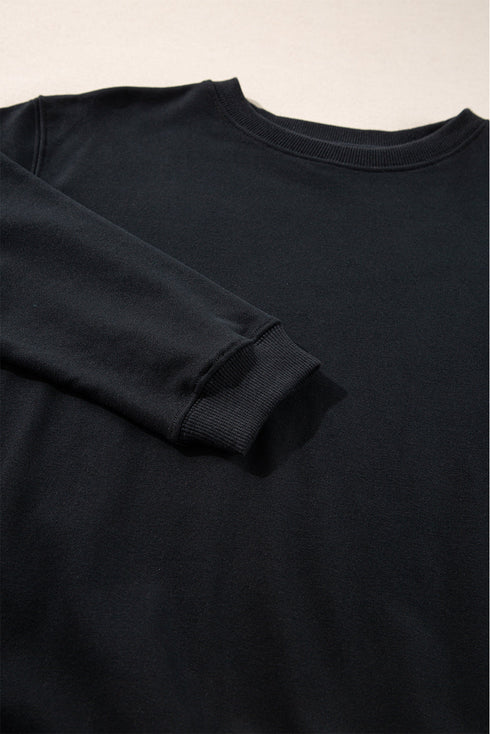 Essential Relaxed Fit Ribbed Trim Pullover Sweatshirt