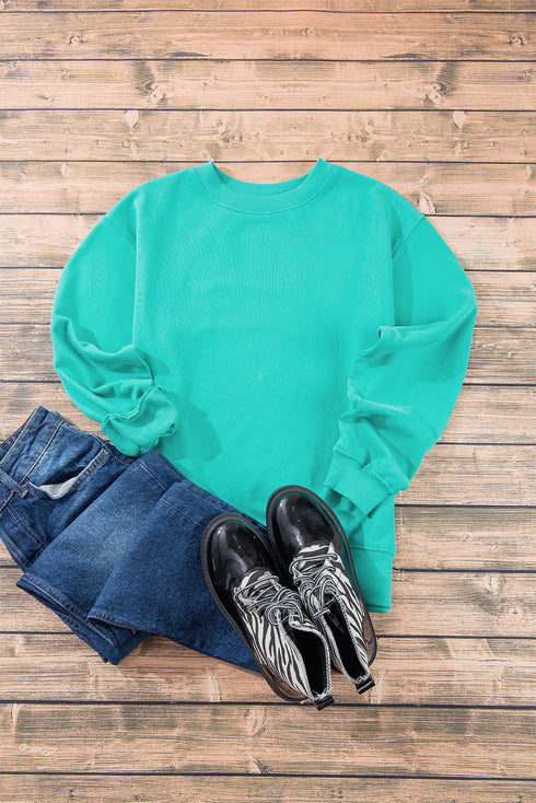 Essential Relaxed Fit Ribbed Trim Pullover Sweatshirt