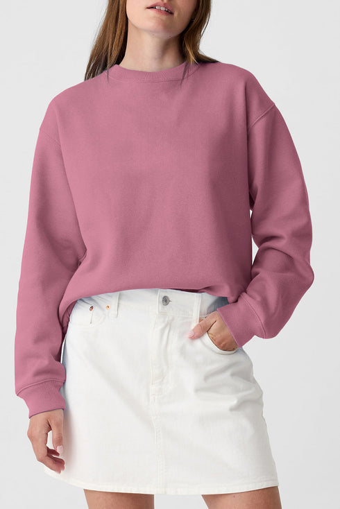 Essential Relaxed Fit Ribbed Trim Pullover Sweatshirt