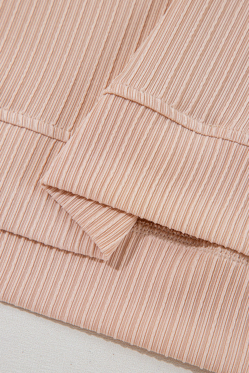 Essential Ribbed Texture Round Neck Short Sleeve Knit Comfort Top