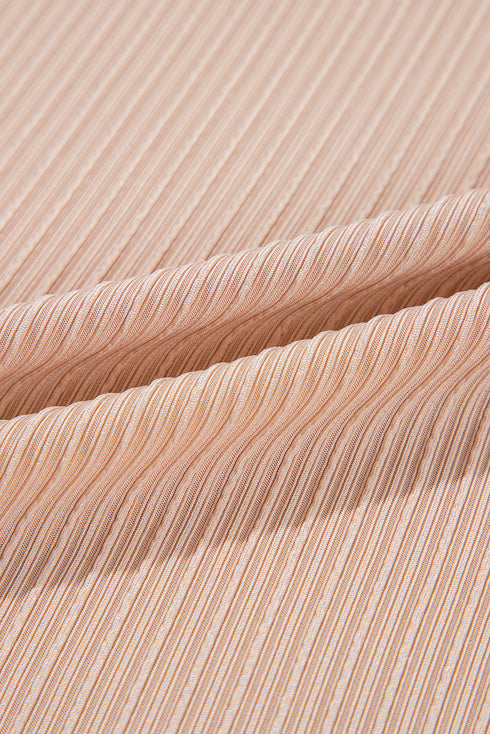 Essential Ribbed Texture Round Neck Short Sleeve Knit Comfort Top