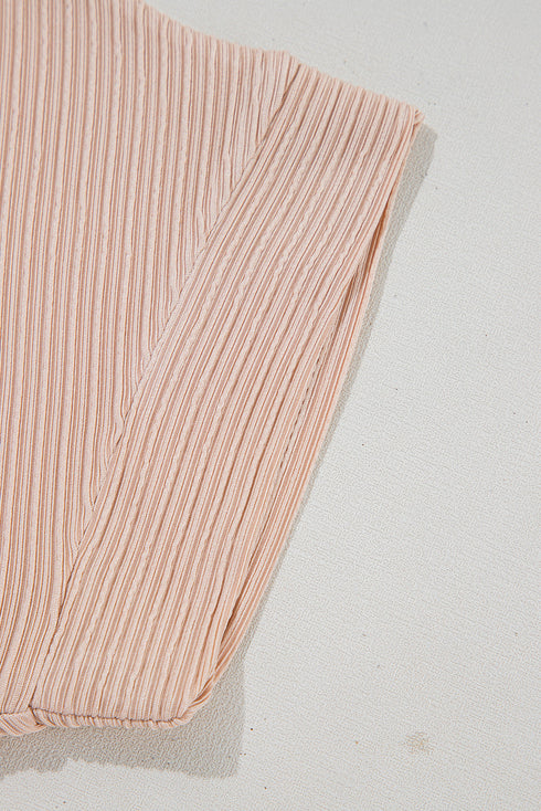 Essential Ribbed Texture Round Neck Short Sleeve Knit Comfort Top