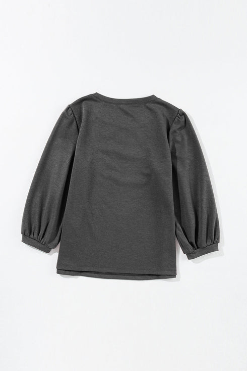 Essential Round Neck Three Quarter Sleeve Stretch Top