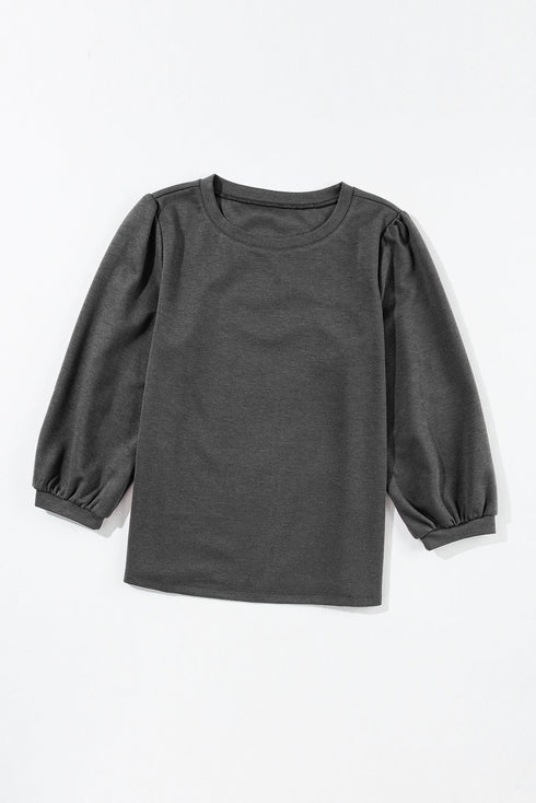 Essential Round Neck Three Quarter Sleeve Stretch Top