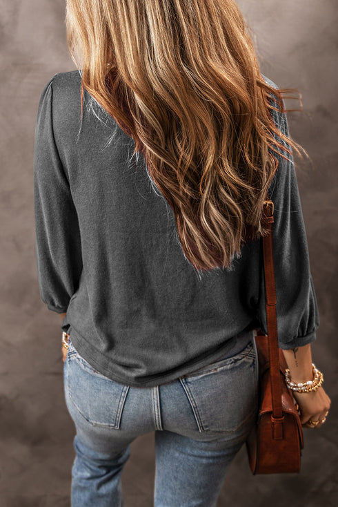 Essential Round Neck Three Quarter Sleeve Stretch Top