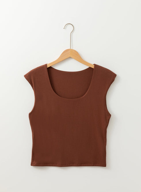Essential Scoop Neck Cap Sleeve Fitted Jersey Top