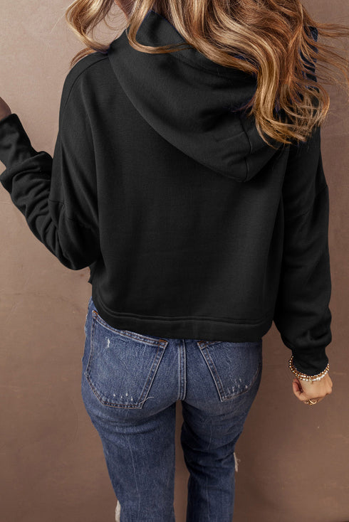 Essential Wide Cord Cropped Pullover Hoodie