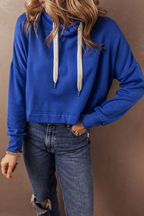 Essential Wide Cord Cropped Pullover Hoodie