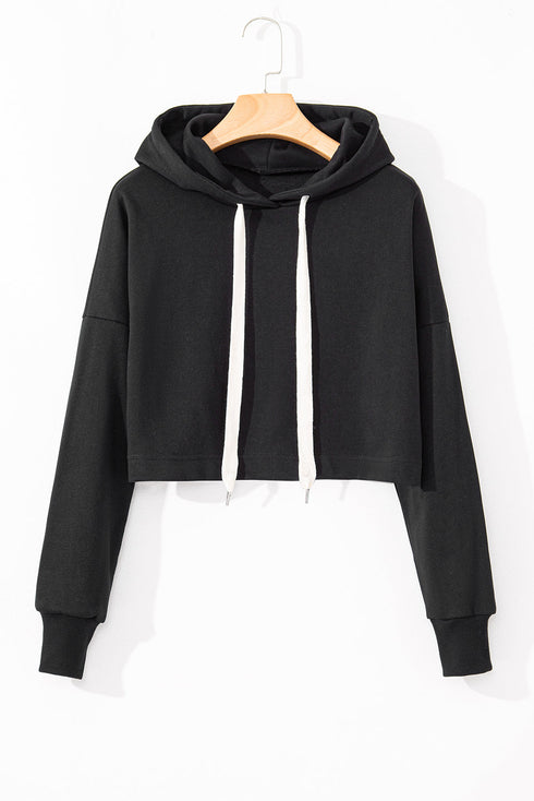 Essential Wide Cord Cropped Pullover Hoodie