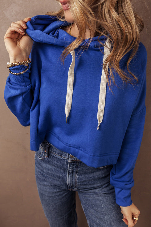 Essential Wide Cord Cropped Pullover Hoodie