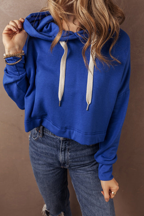 Essential Wide Cord Cropped Pullover Hoodie