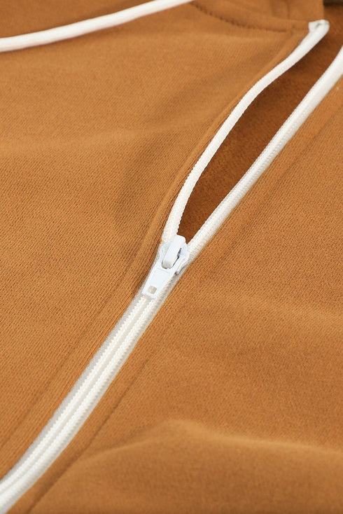 Essential Zip Front Drawstring Pocketed Hoodie