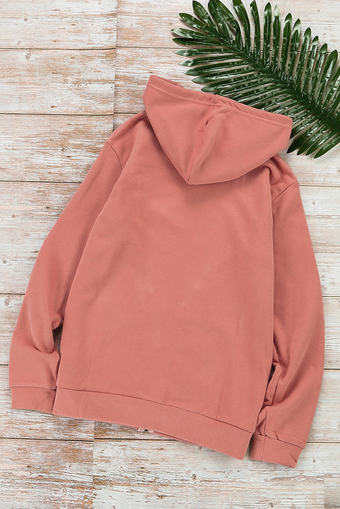 Essential Zip Front Drawstring Pocketed Hoodie