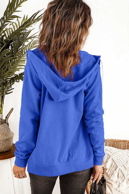 Essential Zip Front Drawstring Pocketed Hoodie