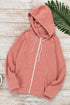 Essential Zip Front Drawstring Pocketed Hoodie