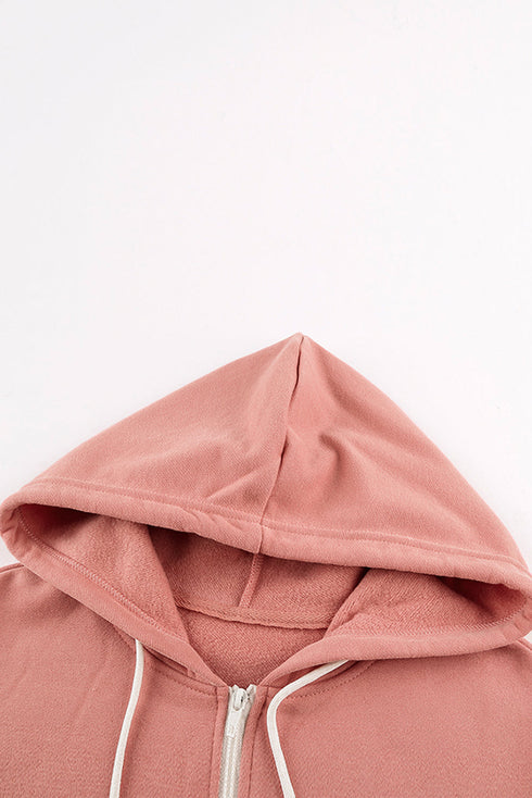 Essential Zip Front Drawstring Pocketed Hoodie
