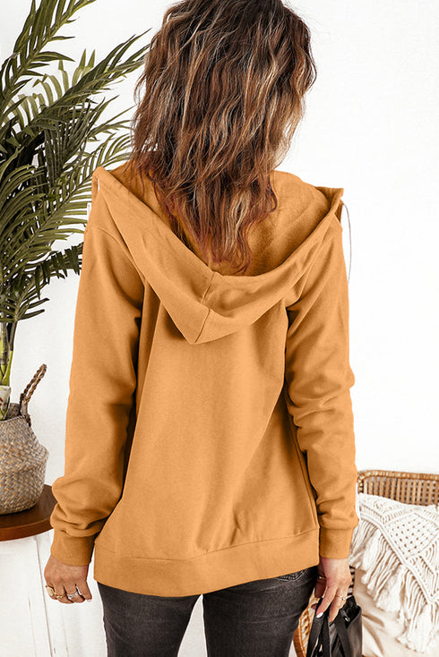 Essential Zip Front Drawstring Pocketed Hoodie