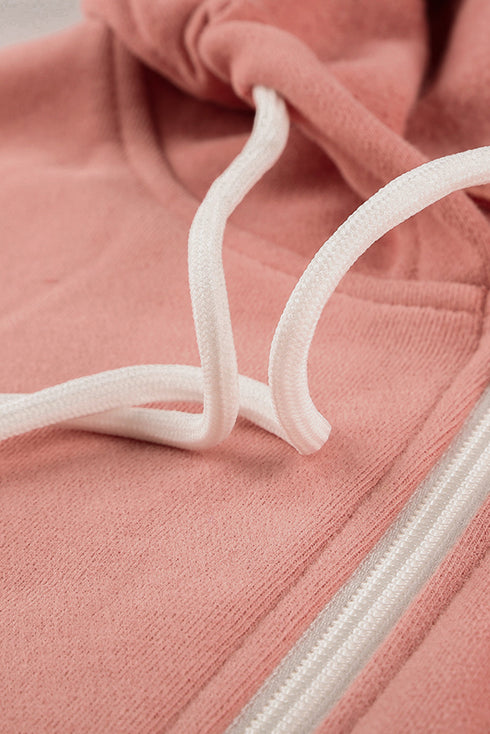 Essential Zip Front Drawstring Pocketed Hoodie