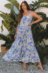Ethereal Bloom Print Adjustable Strap Tiered Ruffle Maxi Dress