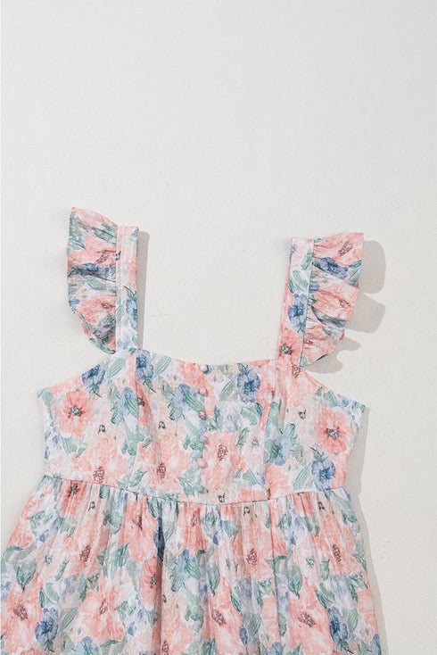 Ethereal Garden Bloom Square Neck Flutter Sleeve Backless A Line Maxi Dress