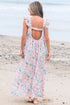 Ethereal Garden Bloom Square Neck Flutter Sleeve Backless A Line Maxi Dress