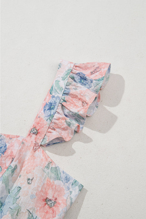 Ethereal Garden Bloom Square Neck Flutter Sleeve Backless A Line Maxi Dress