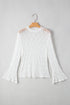 Ethereal Moment Sheer Lace High Neck Flared Sleeve Blouse