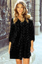Evening Grace Textured V-Neck Balloon Sleeve Velvet Mini Dress