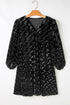 Evening Grace Textured V-Neck Balloon Sleeve Velvet Mini Dress