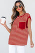 Everyday Striped Knit Contrast Pocket Tee