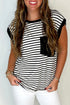 Everyday Striped Knit Contrast Pocket Tee