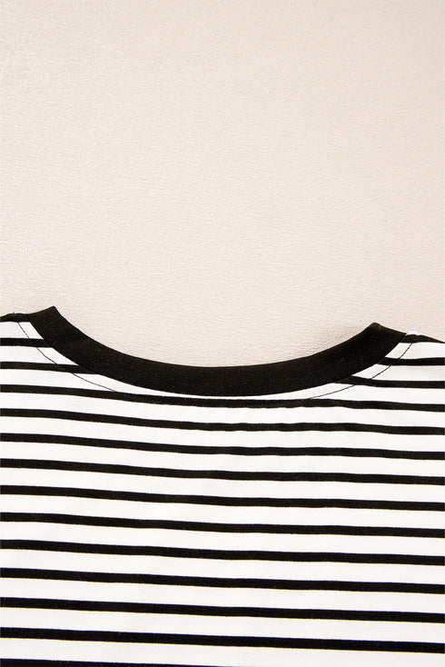 Everyday Striped Knit Contrast Pocket Tee