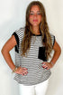 Everyday Striped Knit Contrast Pocket Tee
