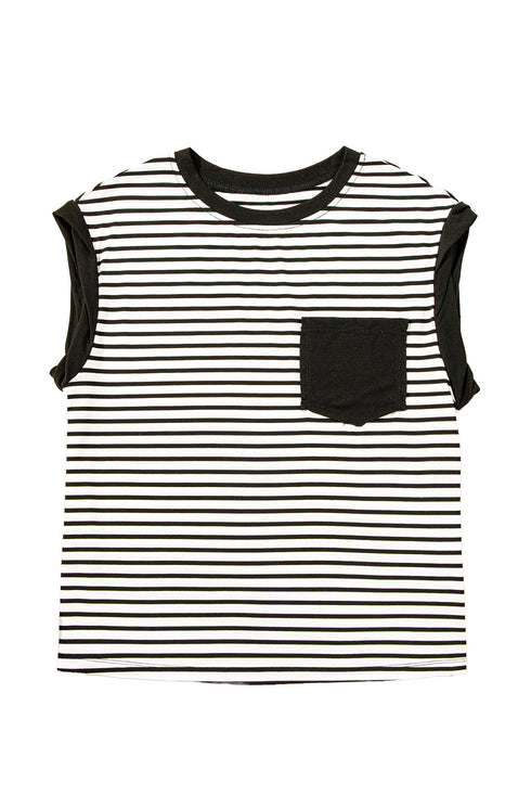 Everyday Striped Knit Contrast Pocket Tee