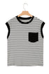 Everyday Striped Knit Contrast Pocket Tee