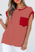 Everyday Striped Knit Contrast Pocket Tee