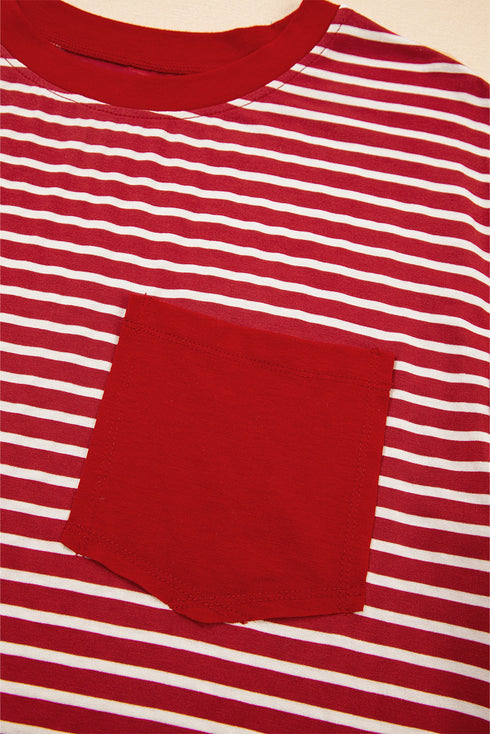 Everyday Striped Knit Contrast Pocket Tee
