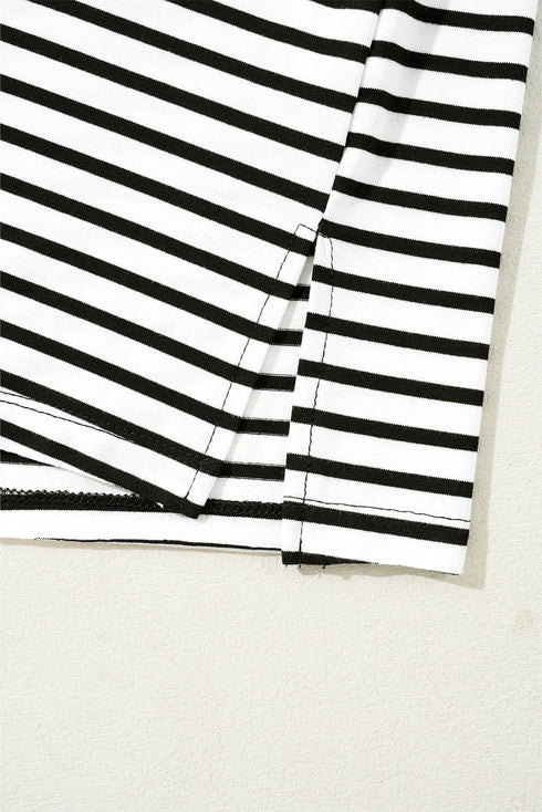 Everyday Striped Knit Contrast Pocket Tee