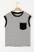 Everyday Striped Knit Contrast Pocket Tee