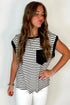 Everyday Striped Knit Contrast Pocket Tee