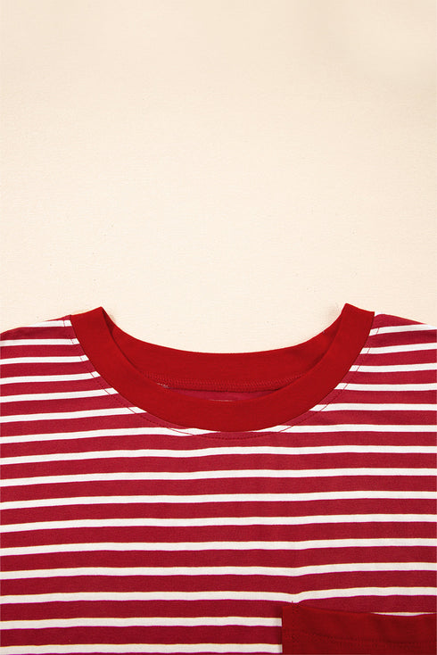 Everyday Striped Knit Contrast Pocket Tee