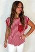 Everyday Striped Knit Contrast Pocket Tee
