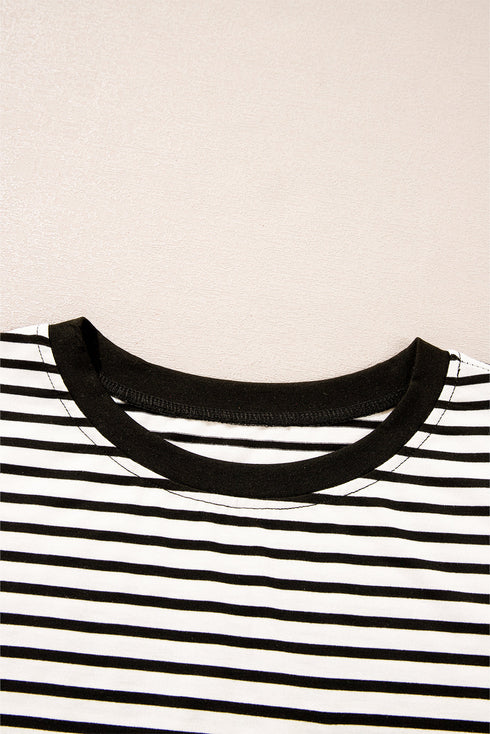 Everyday Striped Knit Contrast Pocket Tee