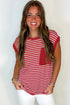 Everyday Striped Knit Contrast Pocket Tee