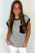 Everyday Striped Knit Contrast Pocket Tee