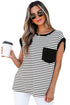 Everyday Striped Knit Contrast Pocket Tee