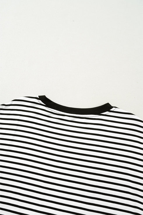 Everyday Striped Knit Contrast Pocket Tee